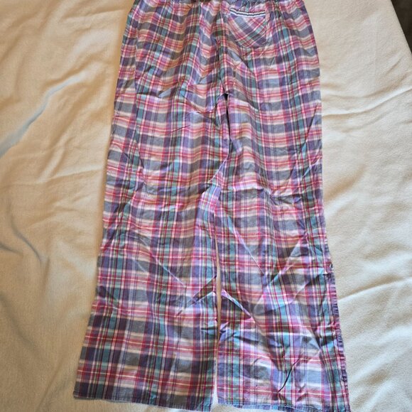 Victorias Secret Med M Lounge PJ Pants Blue Checks Loungewear Pajama Drawstring - Picture 11 of 15